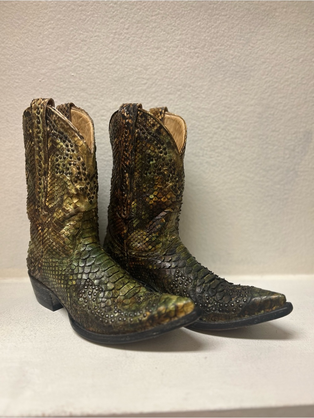 Old Gringo Green Python Heeled Boots 7B